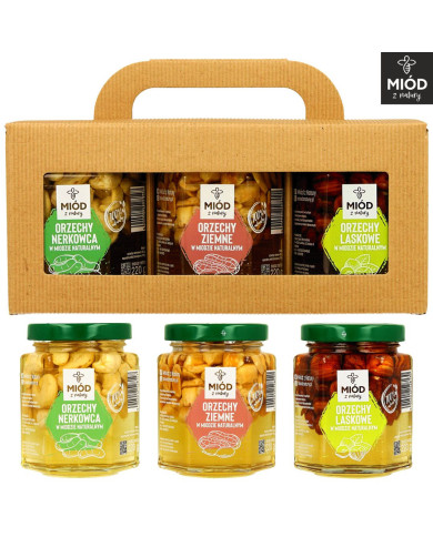 ZESTAW PREZENTOWY | Nerkowce, Orzechy Ziemne, Laskowe w miodzie | Eko Pudełko