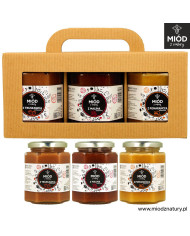 Zestaw 3 Miodów Smakowych | TRUSKAWKA MALINA POMARAŃCZA | Eksplozja Smaków! | 3 x 370g