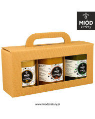 Zestaw 3 Miodów Smakowych | MANGO, POMARAŃCZA, MIĘTA | Eksplozja Smaków! | 3 x 370g
