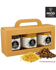 Zestaw prezentowy z PIERZGĄ, miodem z CYTRYNĄ i z PYŁKIEM pszczelim