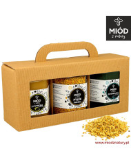 Zestaw Prezentowy z Miodem z Cytryną, z PYŁKIEM Pszczelim i z Miodem ze Spiruliną