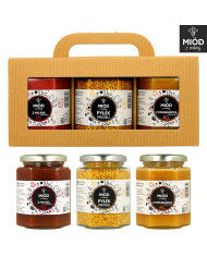 Zestaw Prezentowy z Miodem z Maliną, z PYŁKIEM Pszczelim i z Miodem ze Pomarańczą