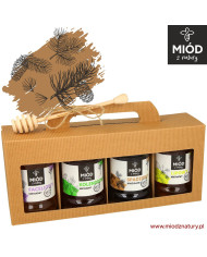 Miodowy Zestaw Prezentowy - 4 Smaki: FACELIOWY KOLENDROWY SPADZIOWY LIPOWY