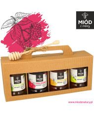 Miodowy Zestaw Prezentowy - 4 Smaki: AKACJOWY MALINOWY SŁONECZNIKOWY LIPOWY