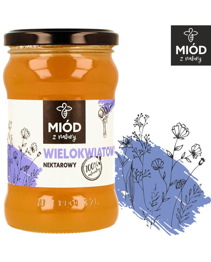 Miodowy Zestaw Prezentowy - 4 Smaki:  SŁONECZNIKOWY MALINOWY KOLENDROWY WIELOKWIATOWY